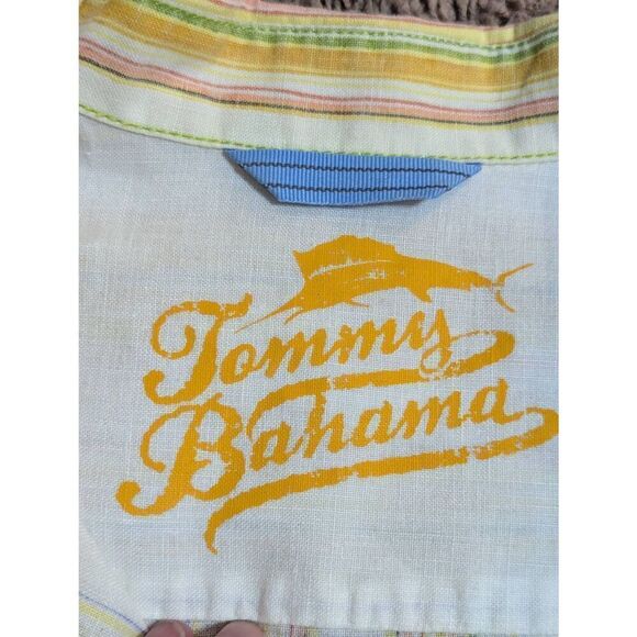 Tommy Bahama Men's Yellow Striped Long-Sleeve Linen Button-Front Shirt Size L - Picture 4 of 8